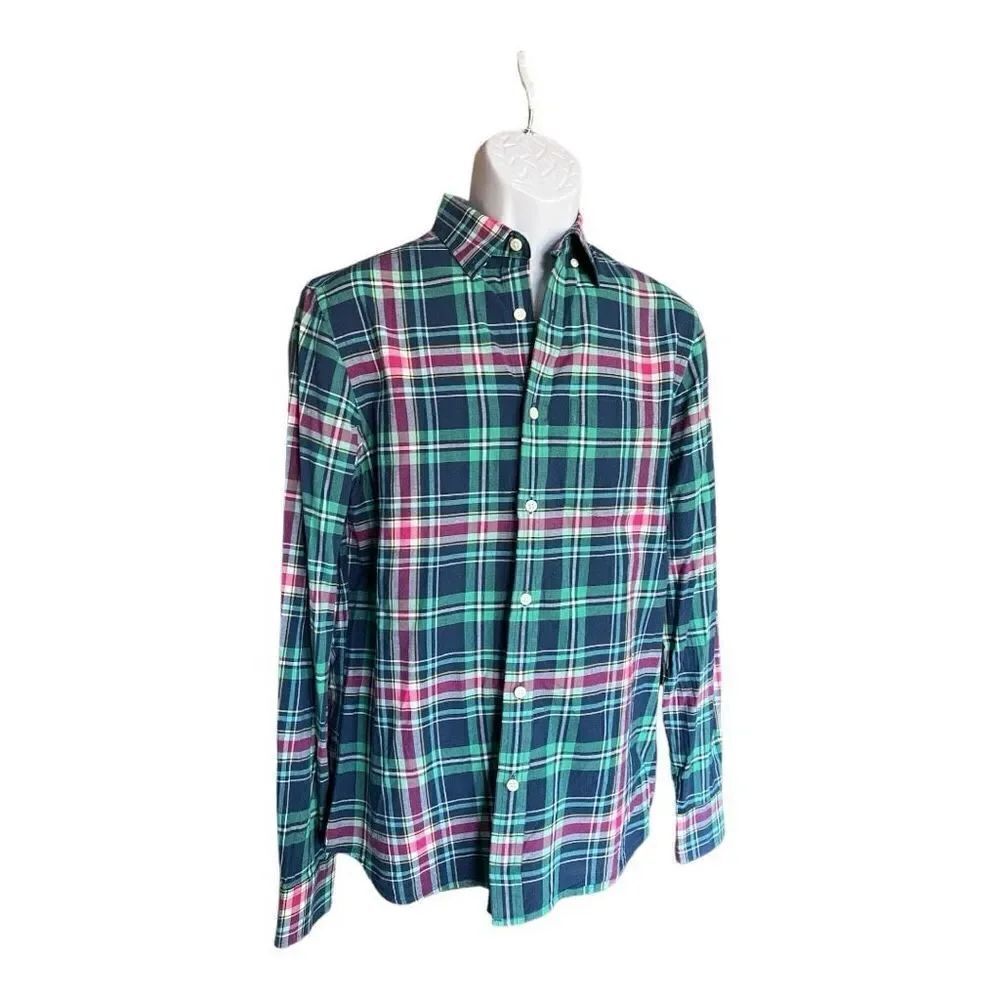 Mens Old Navy Slim Fit Button Down Madras Casual Shirt in Bora Bora - Sz S